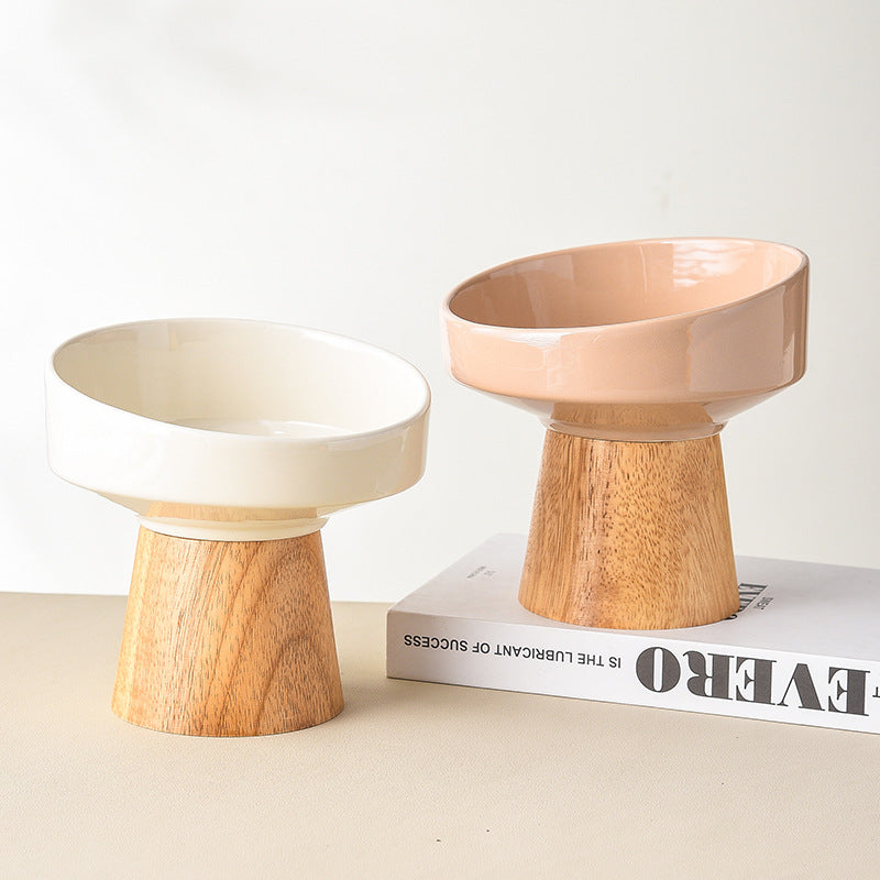 Pet Ceramic Elevated Food Water Bowl Dish Plate