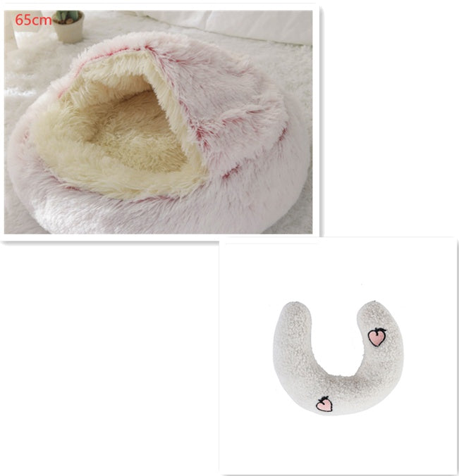 2 In 1 Pet Winter Round Plush Bed House