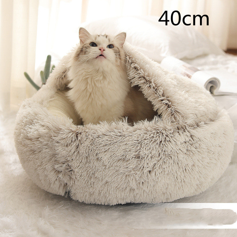 2 In 1 Pet Winter Round Plush Bed House