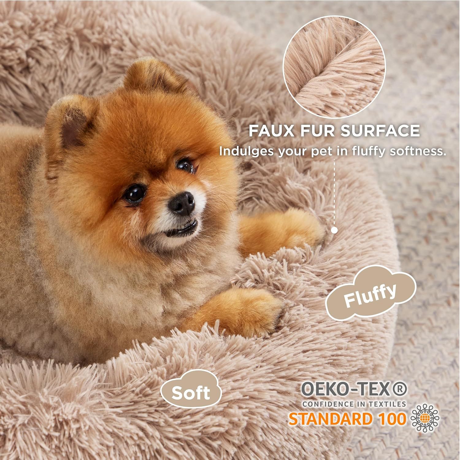 Indoor Solid Color Non Slip Fluffy Plush Pet Bed