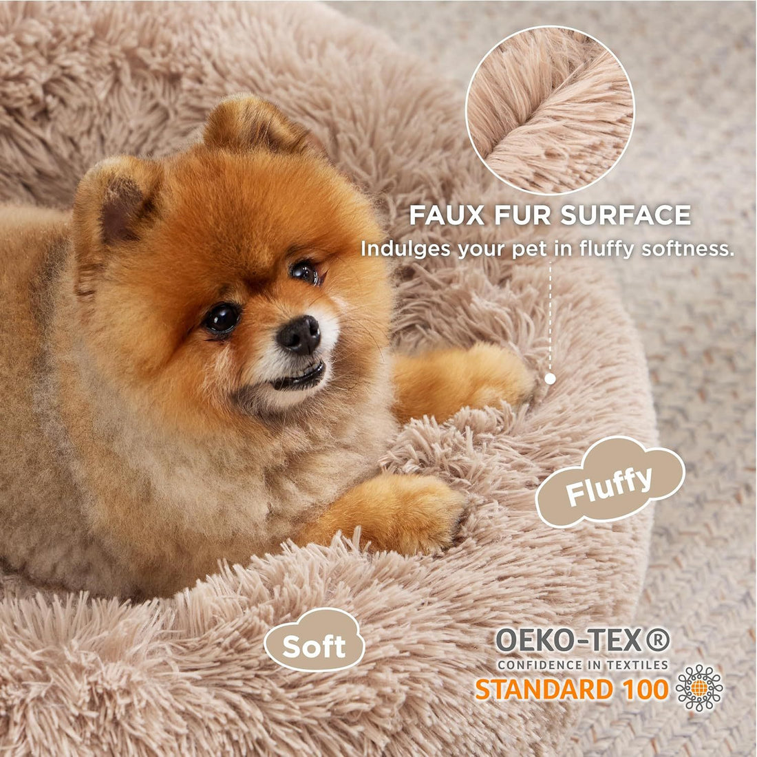Indoor Solid Color Non Slip Fluffy Plush Pet Bed