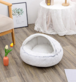 2 In 1 Pet Winter Round Plush Bed House