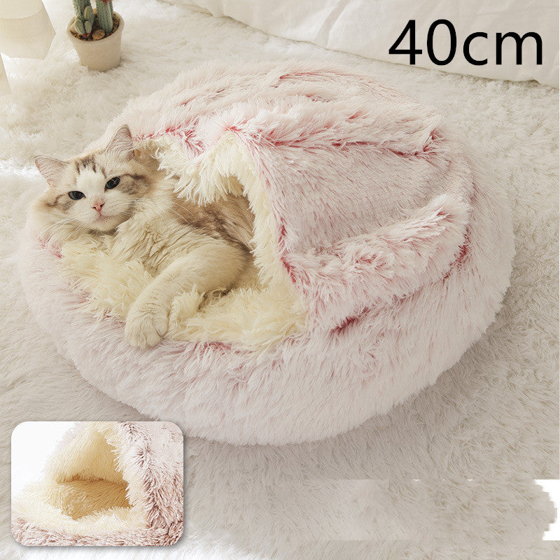 2 In 1 Pet Winter Round Plush Bed House