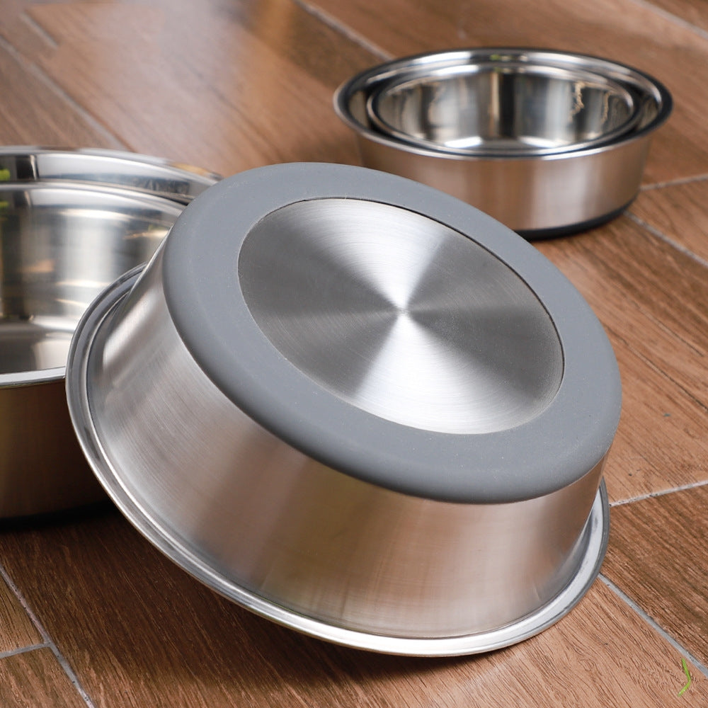Silicone and Stainless Steel Pet Feeding Bowl