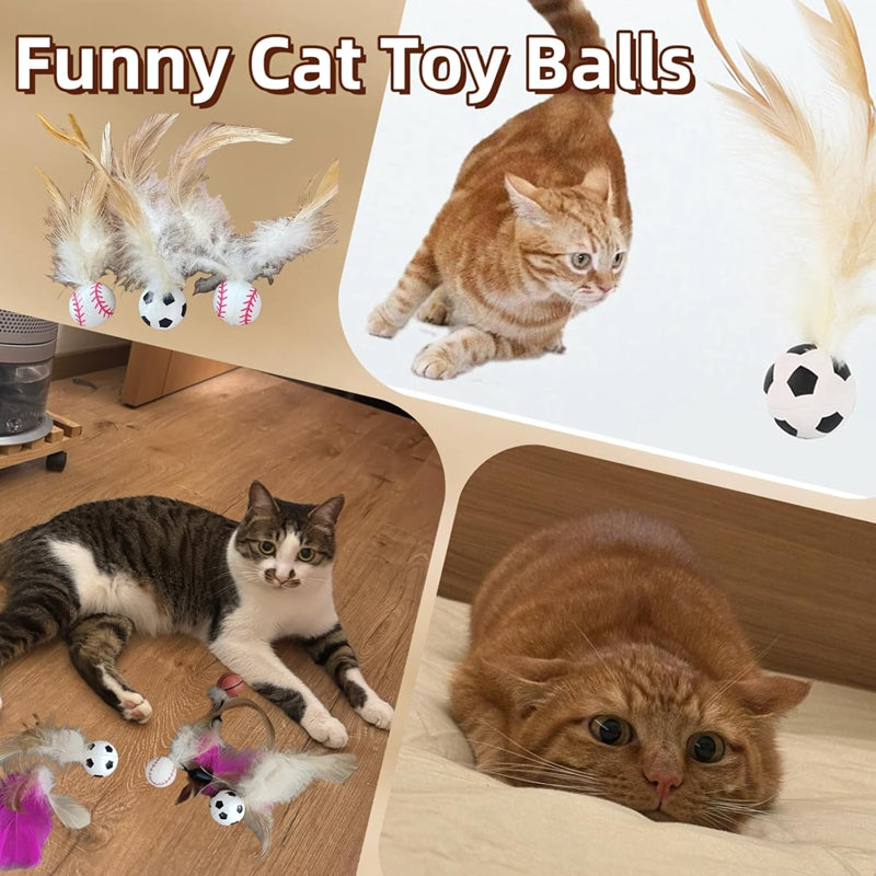 Interactive Pet Feather Bounce Ball Self Entertainment Toy