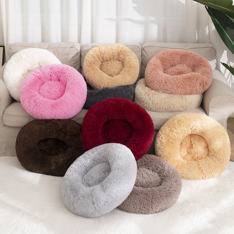 Winter Warm Pet Round Cotton Sleeping Bed Kennel