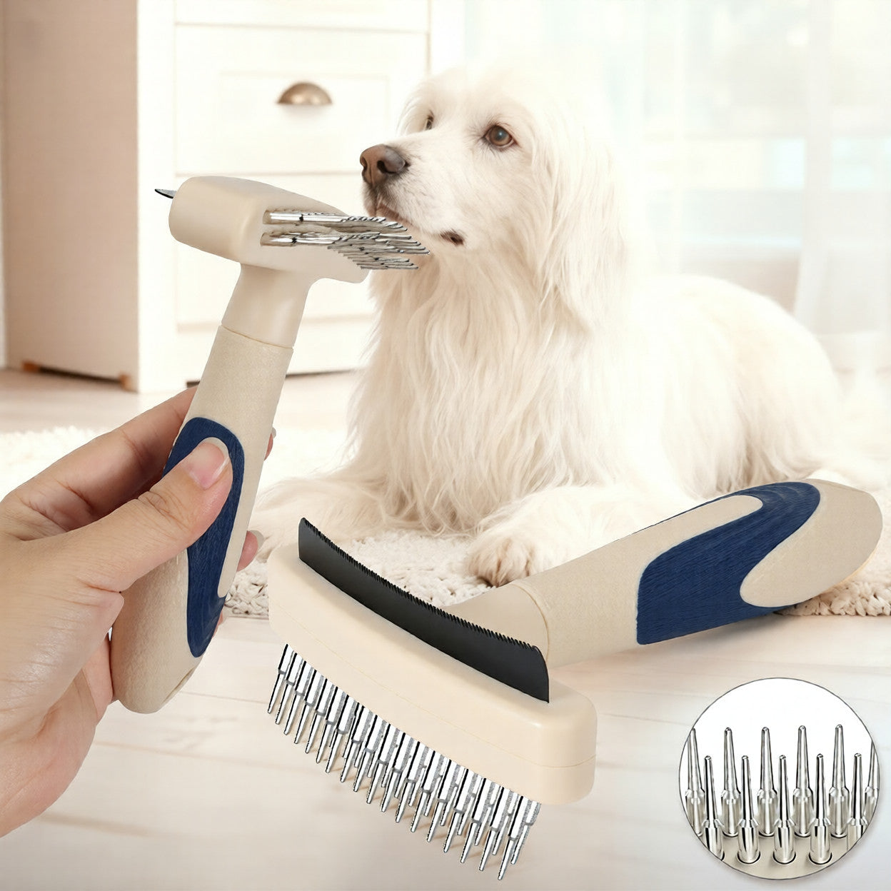 Pet Grooming Brush Loose Hair Removal Detangling Tool