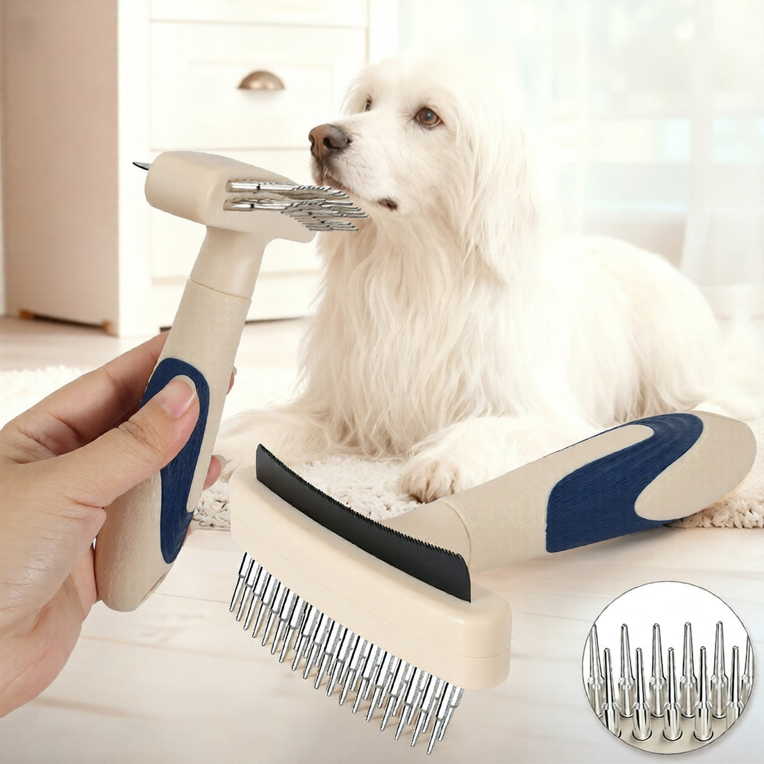Pet Grooming Brush Loose Hair Removal Detangling Tool