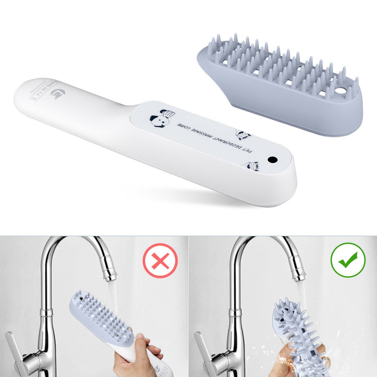 Pet Silicone Massage Brush Deodorizing Grooming Cleaning Comb