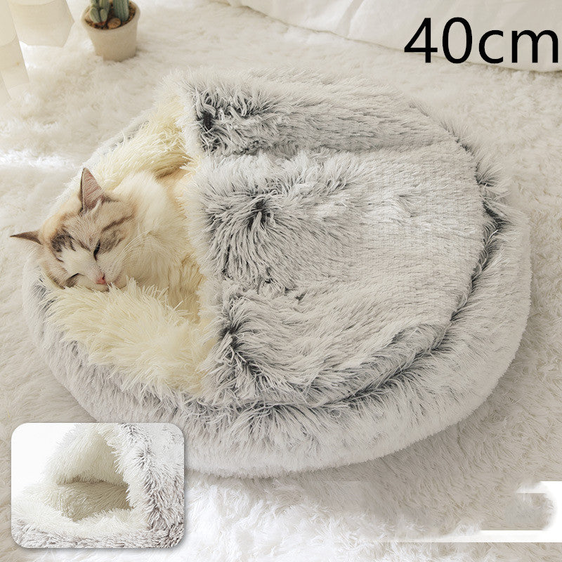 2 In 1 Pet Winter Round Plush Bed House