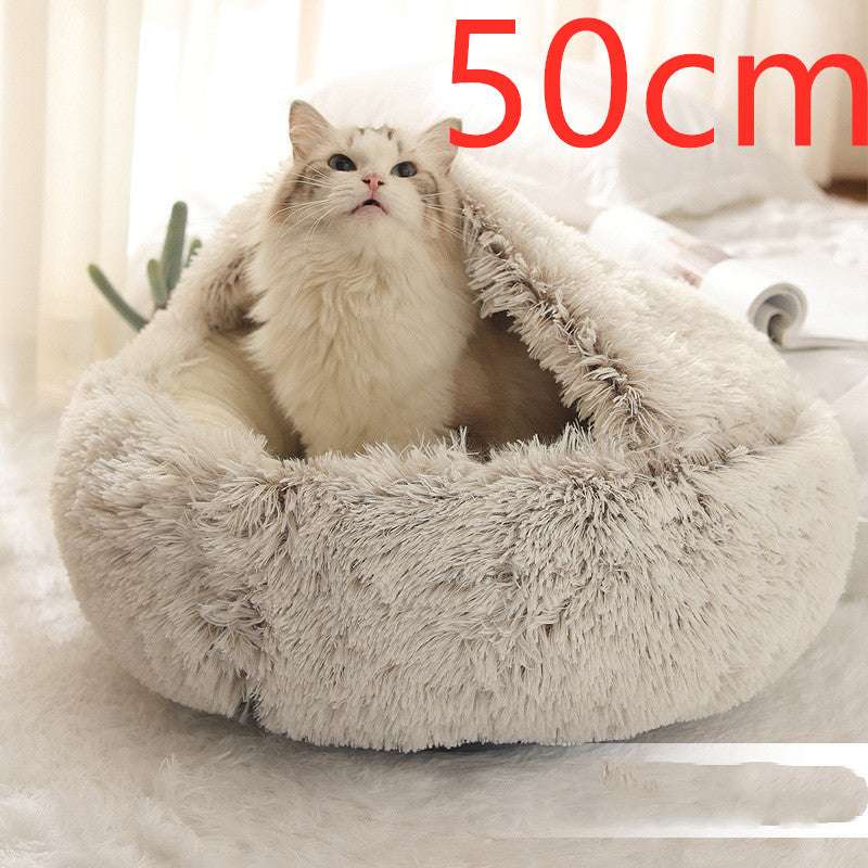 2 In 1 Pet Winter Round Plush Bed House