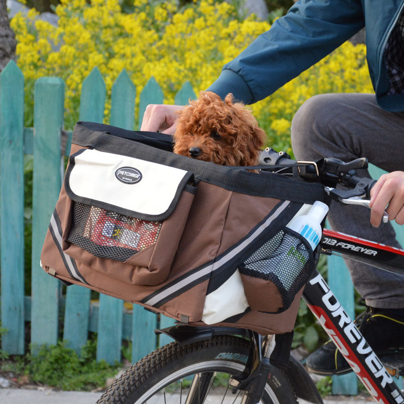 Pet Bicycle Carrier Removable Handlebar Front Bike Basket Bag