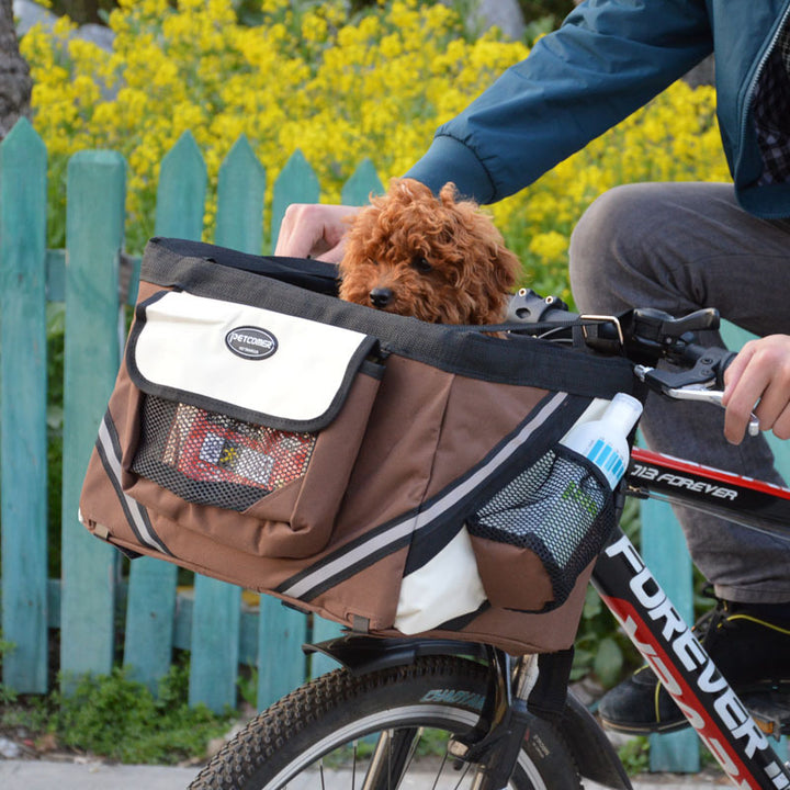 Pet Bicycle Carrier Removable Handlebar Front Bike Basket Bag
