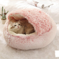 2 In 1 Pet Winter Round Plush Bed House
