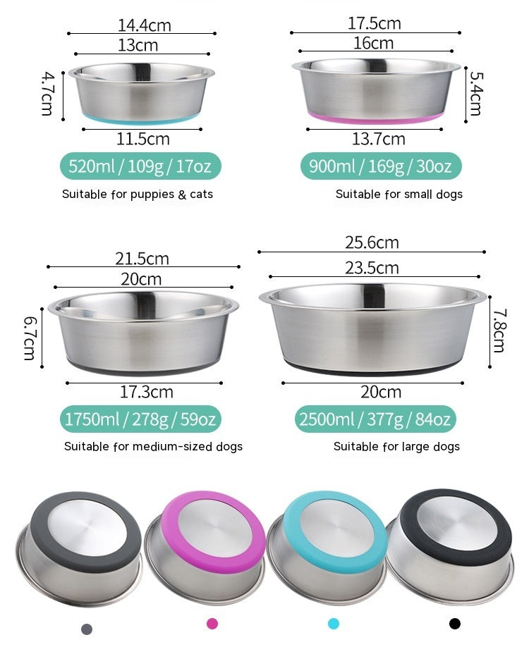 Silicone and Stainless Steel Pet Feeding Bowl