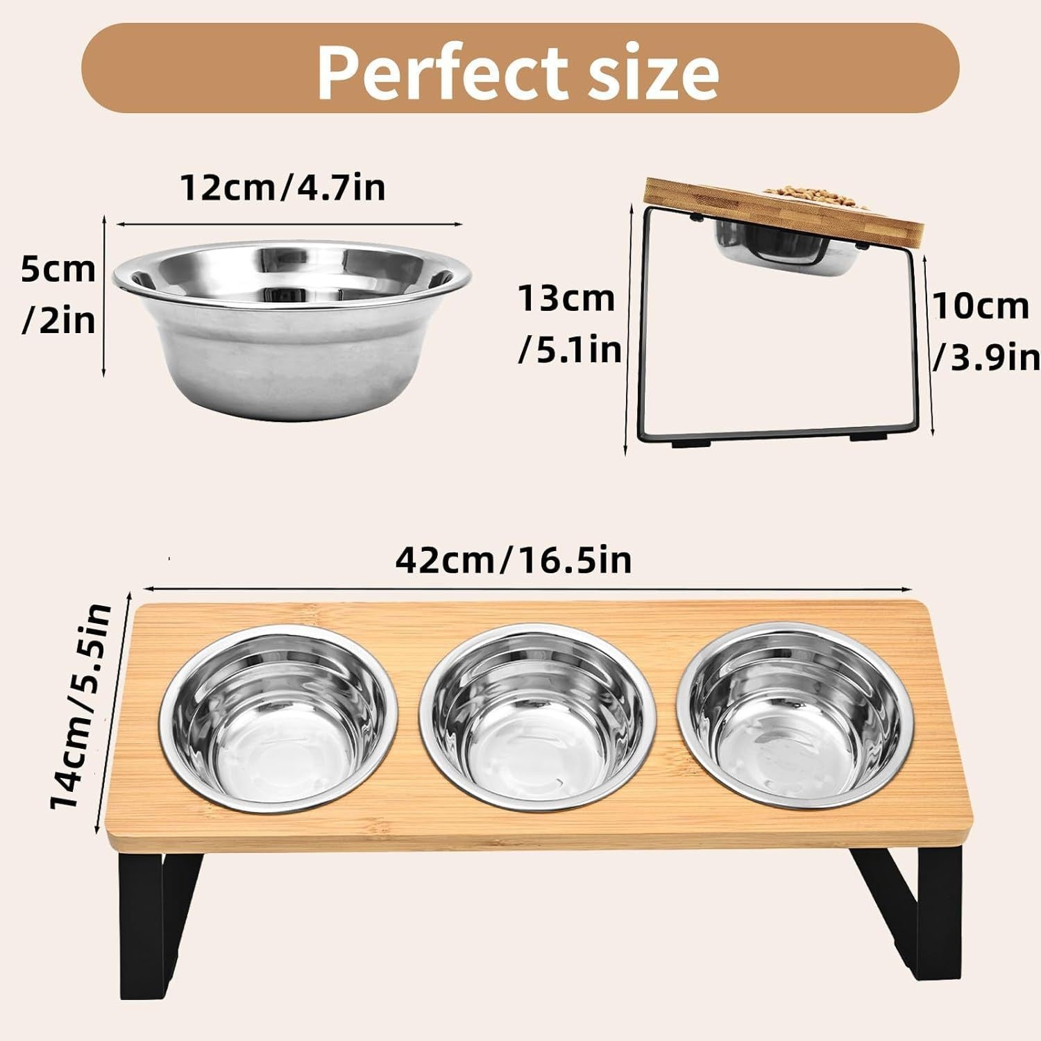 Log Pet Feeding Rack Iron Wood Combined Pet Bowl Rack
