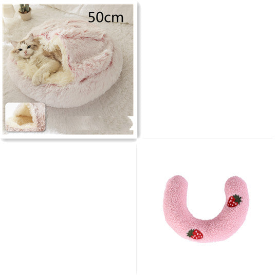 2 In 1 Pet Winter Round Plush Bed House