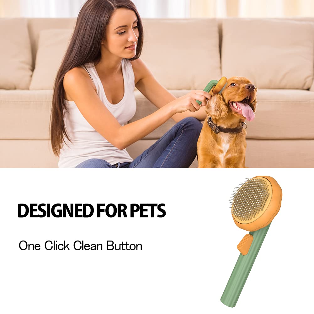 Pet Pumpkin Self-Cleaning Slicker Grooming Brush