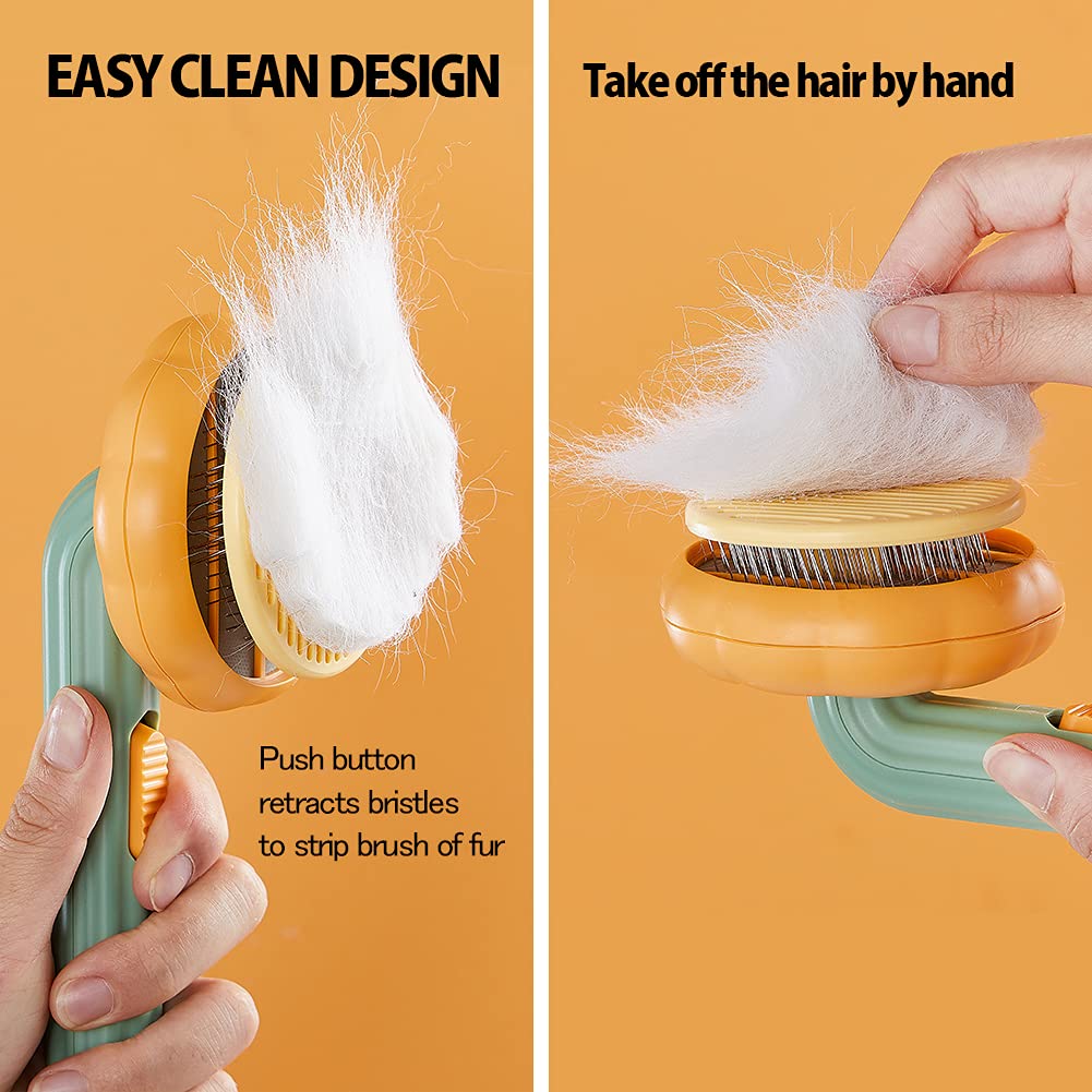 Pet Pumpkin Self-Cleaning Slicker Grooming Brush