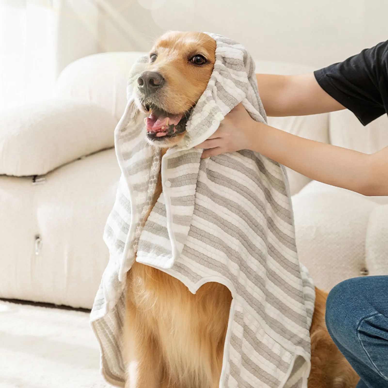 Pet Ultra-Absorbent Quick-Dry Bath Towel Bathrobe Wrap