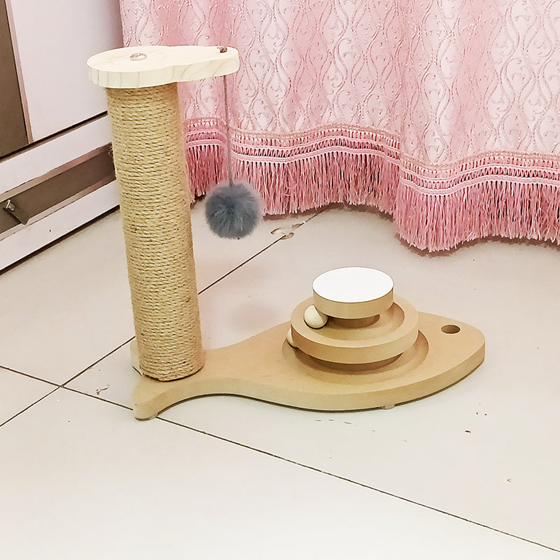 Solid Wood Pet Turntable Interactive Bite Resistant Toy