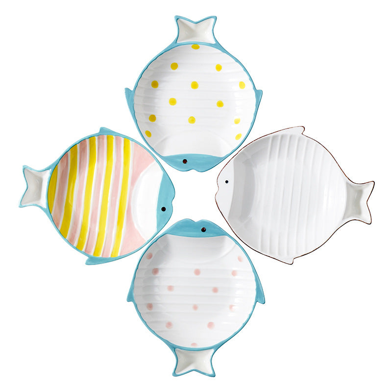 Pet Fish Shaped Ceramic Feeding Bowl Plate