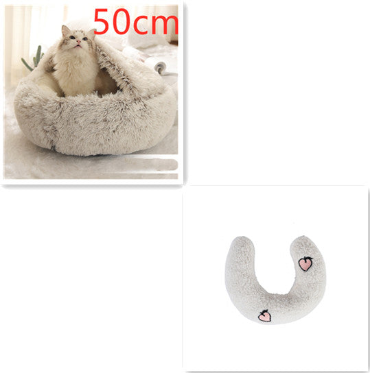 2 In 1 Pet Winter Round Plush Bed House