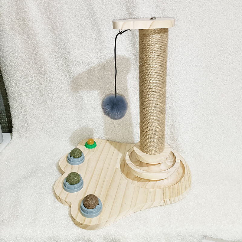 Solid Wood Pet Turntable Interactive Bite Resistant Toy
