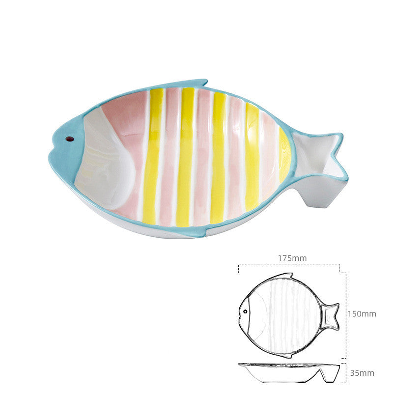 Pet Fish Shaped Ceramic Feeding Bowl Plate