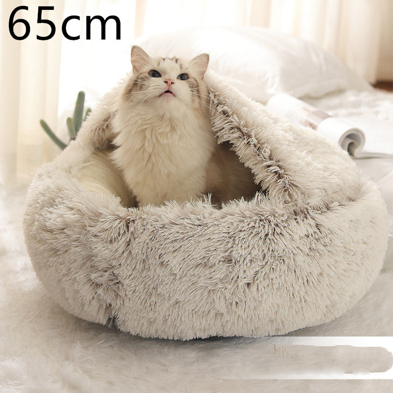 2 In 1 Pet Winter Round Plush Bed House