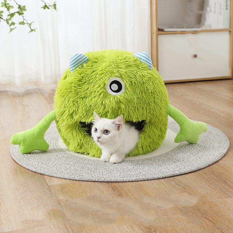 Calming Pet Round Plush Self Warming Cushion Bed
