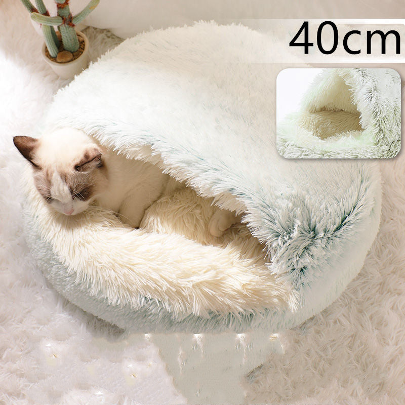 2 In 1 Pet Winter Round Plush Bed House