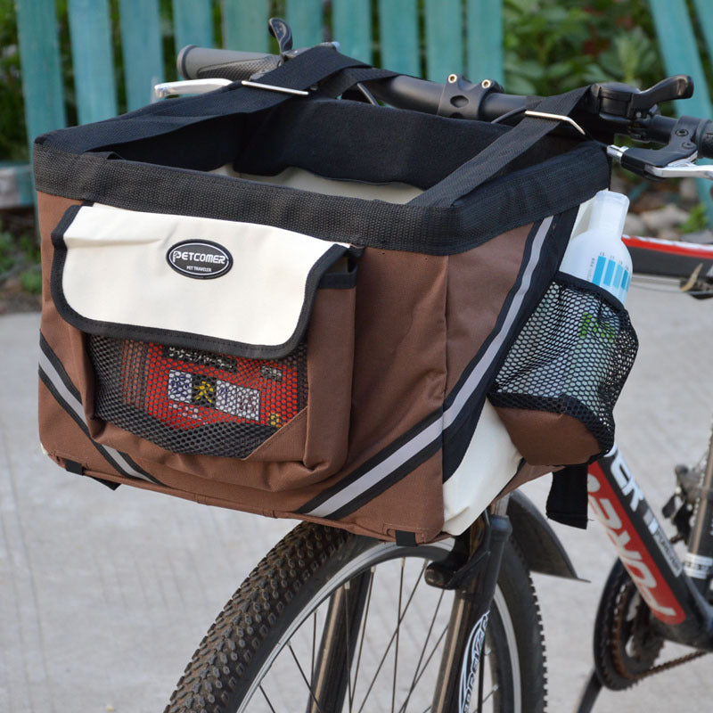 Pet Bicycle Carrier Removable Handlebar Front Bike Basket Bag