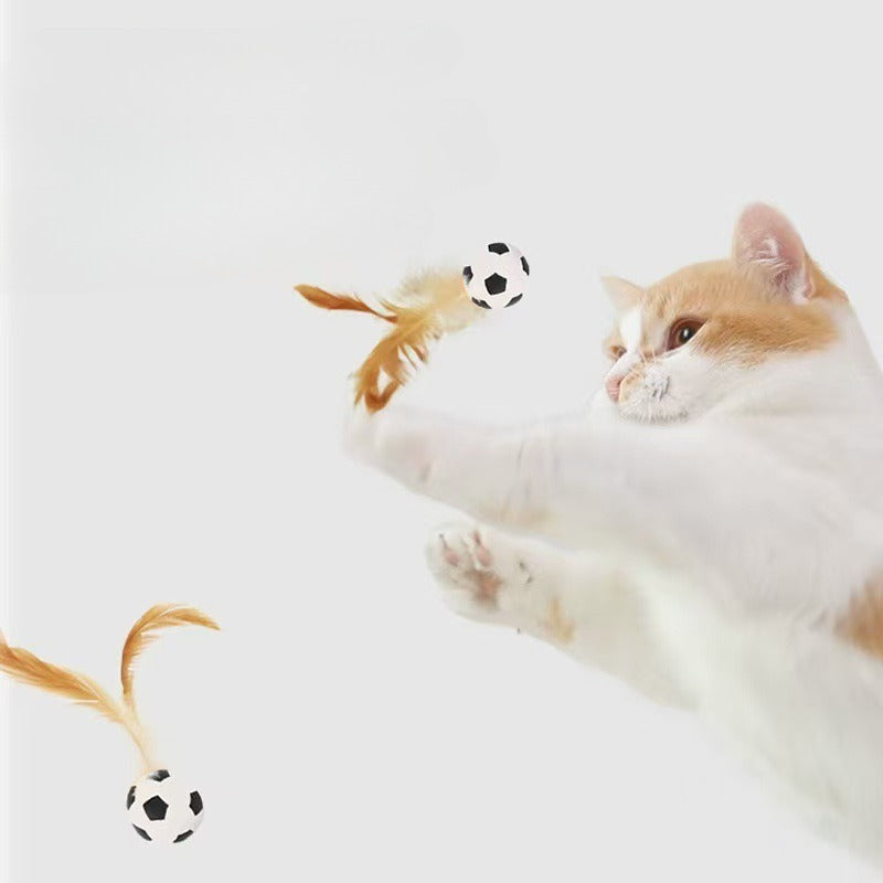 Interactive Pet Feather Bounce Ball Self Entertainment Toy