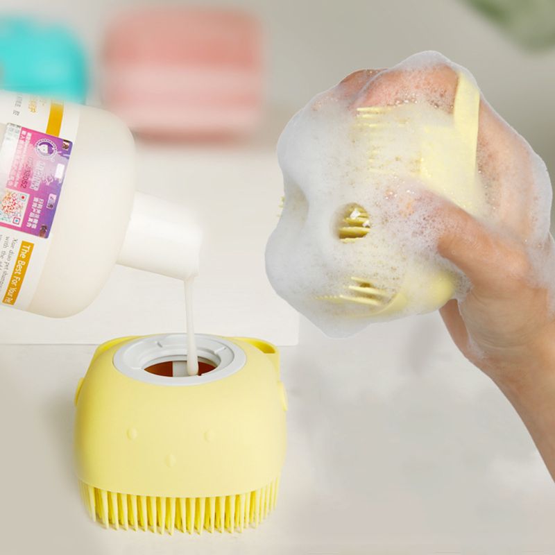 Soft Silicone Pet Bath Grooming Shampoo Dispenser Brush