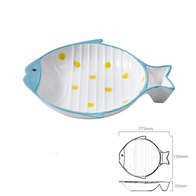 Pet Fish Shaped Ceramic Feeding Bowl Plate