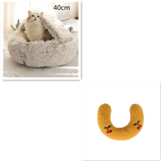 2 In 1 Pet Winter Round Plush Bed House