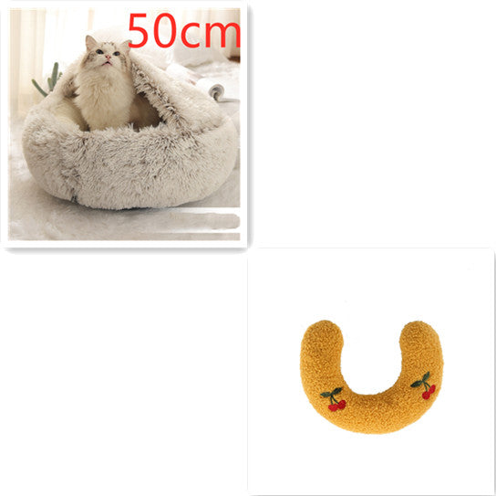 2 In 1 Pet Winter Round Plush Bed House
