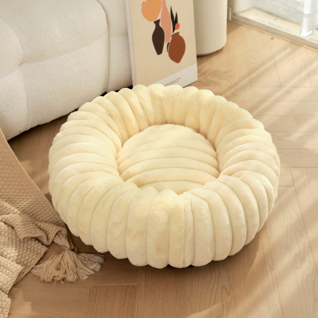 Warm Pet Round Plush Nest Kennel Winter Mat Bed
