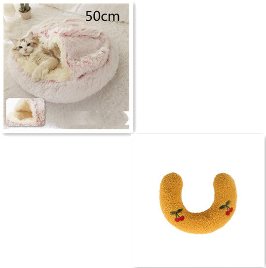 2 In 1 Pet Winter Round Plush Bed House