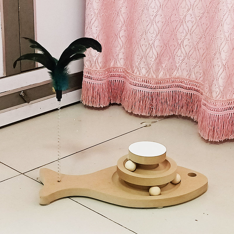 Solid Wood Pet Turntable Interactive Bite Resistant Toy