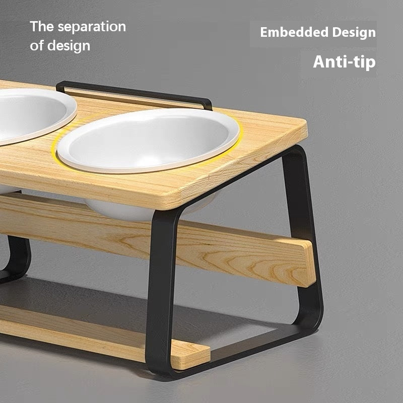 Pet Ceramic Double Feeding Water Bowl Holder