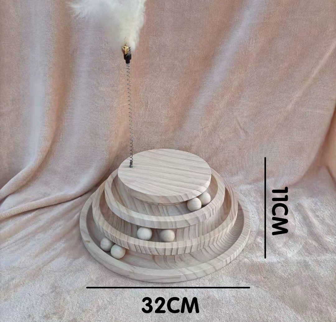 Solid Wood Pet Turntable Interactive Bite Resistant Toy