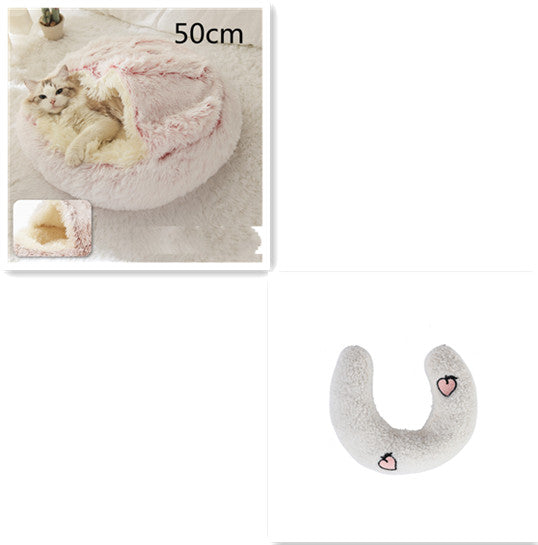 2 In 1 Pet Winter Round Plush Bed House
