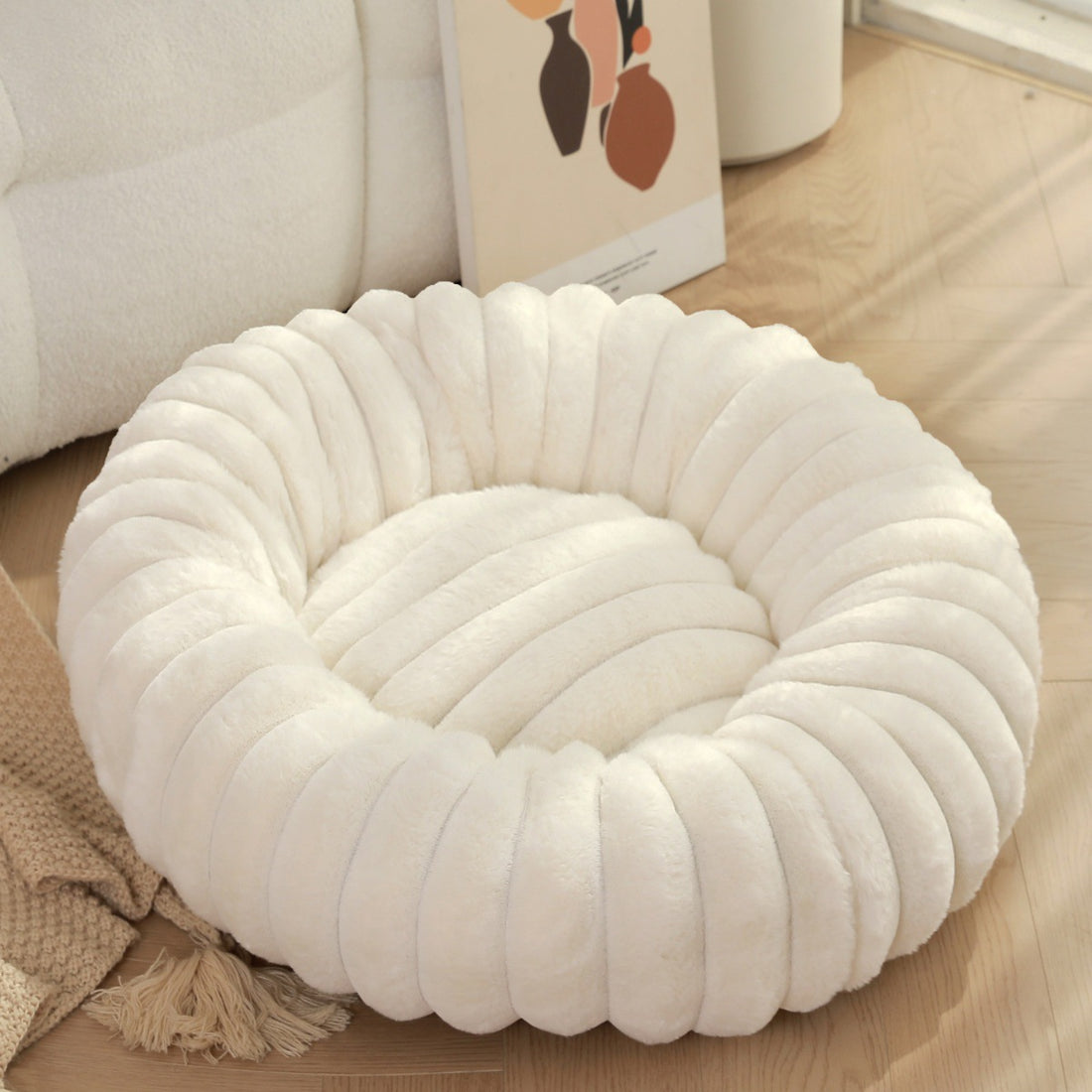 Warm Pet Round Plush Nest Kennel Winter Mat Bed