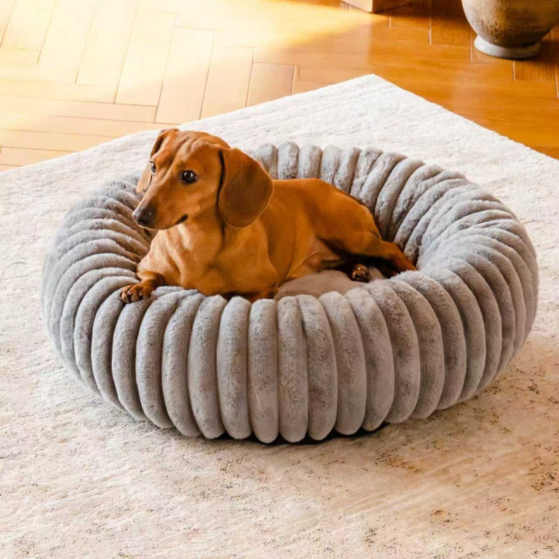 Winter Warm Pet Round Plush Fur Mat House Bed