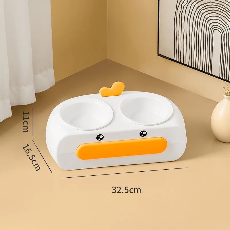 Pet Duck Design Double Bowl Feeding Tray