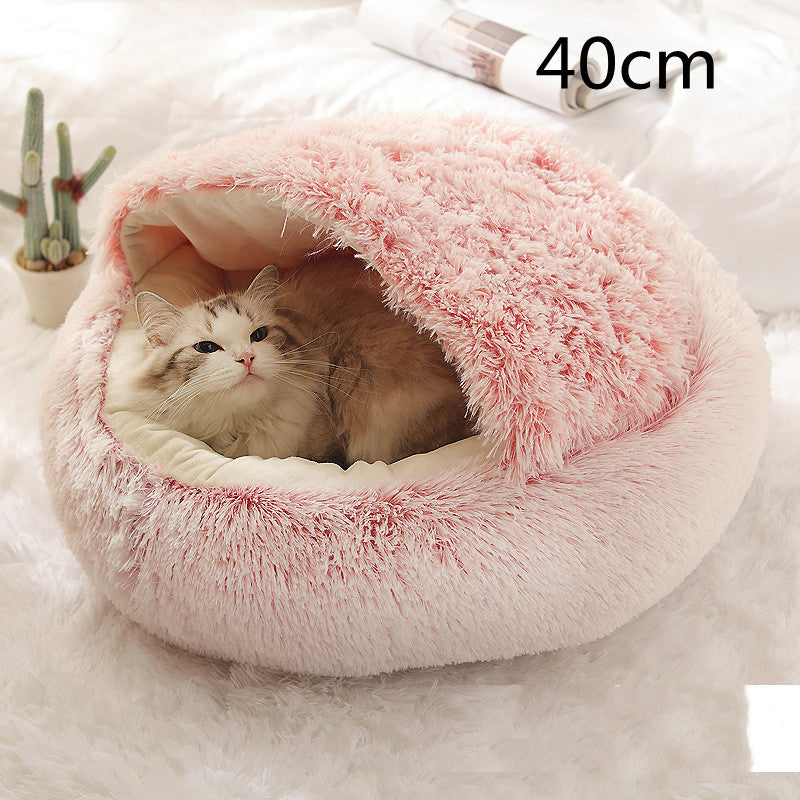 2 In 1 Pet Winter Round Plush Bed House