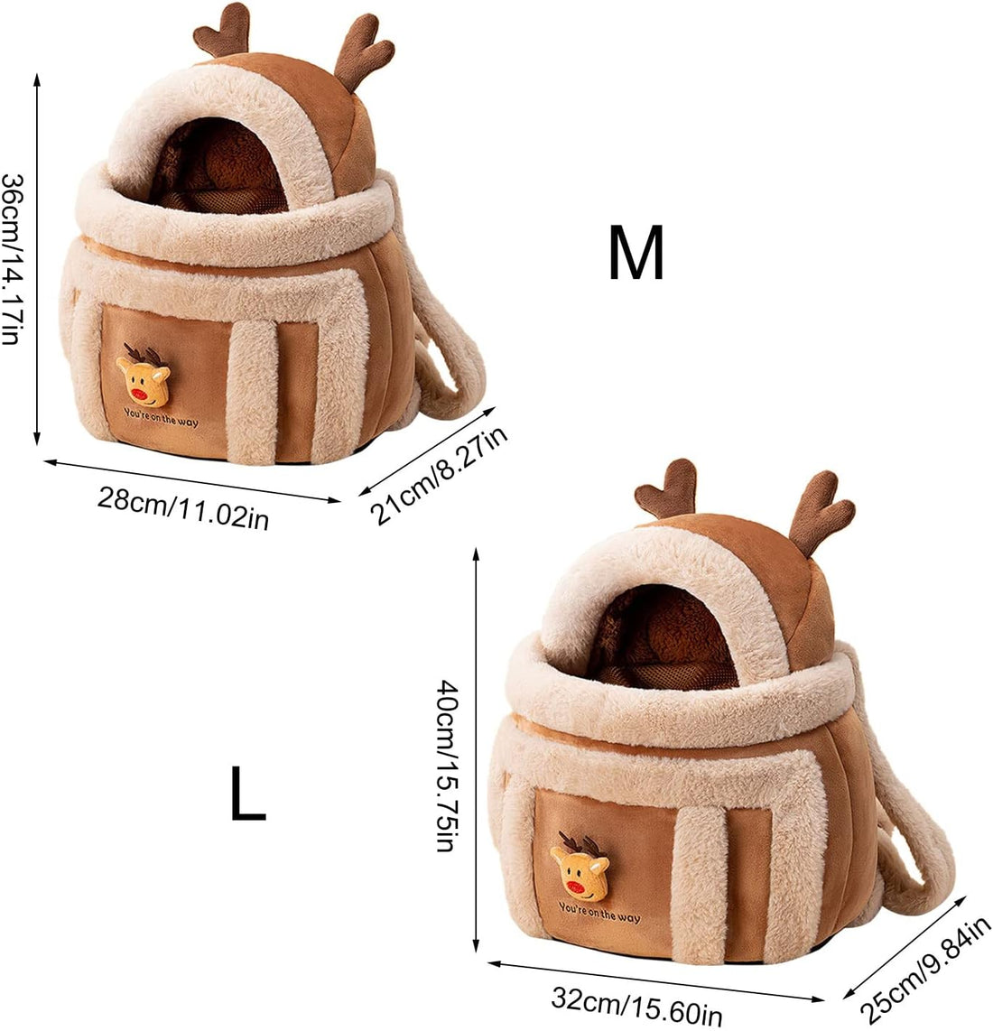 Plush Winter Pet Travel Backpack Carrier with Hand Warmers