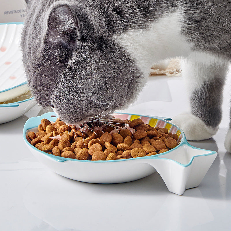 Pet Fish Shaped Ceramic Feeding Bowl Plate